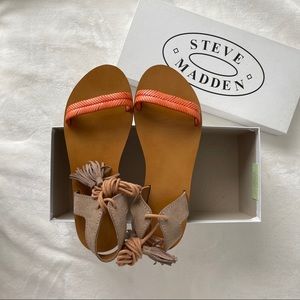 steve madden orange strappy/fringe sandals